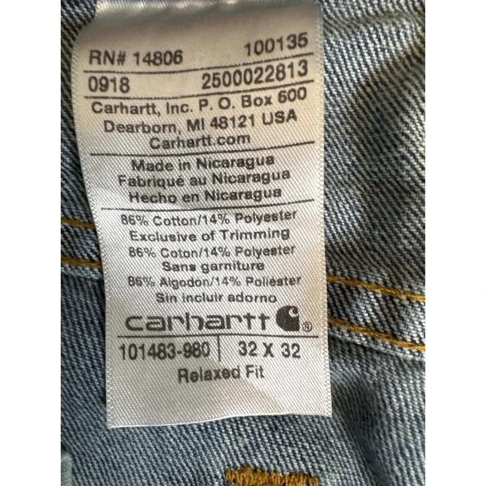 Carhartt Relaxed Fit Men's Medium Blue Denim Jeans‎ Size 32x32